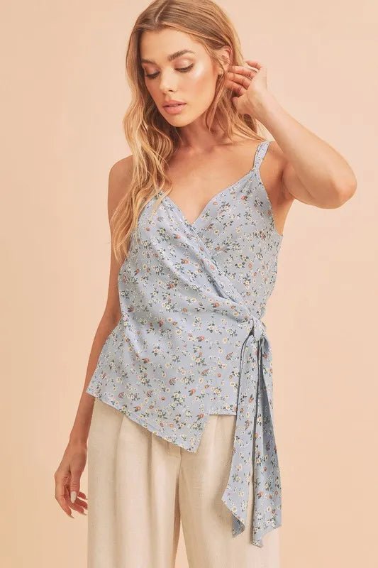 Floral Surplice Adjustable Straps Cami - Minnie's Treasure Boutique