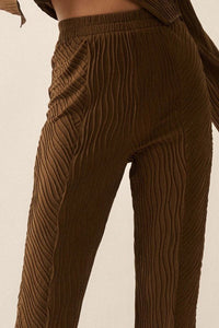 Flow With It Wavy Ribbed Knit Flare Pants