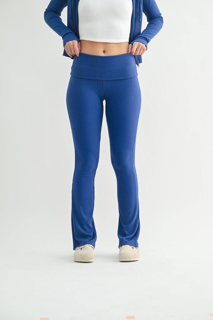 Foldover Ribbed Flare Yoga Pants