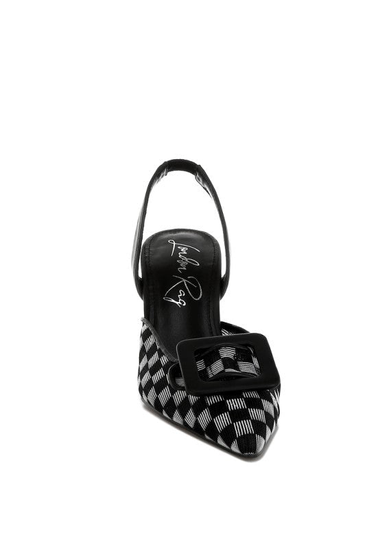 Freya Mesh Checkered Pointy Stiletto Heels