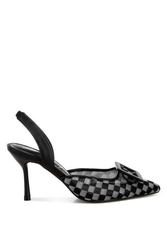 Freya Mesh Checkered Pointy Stiletto Heels