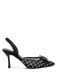 Freya Mesh Checkered Pointy Stiletto Heels