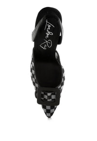 Freya Mesh Checkered Pointy Stiletto Heels