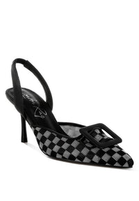 Freya Mesh Checkered Pointy Stiletto Heels
