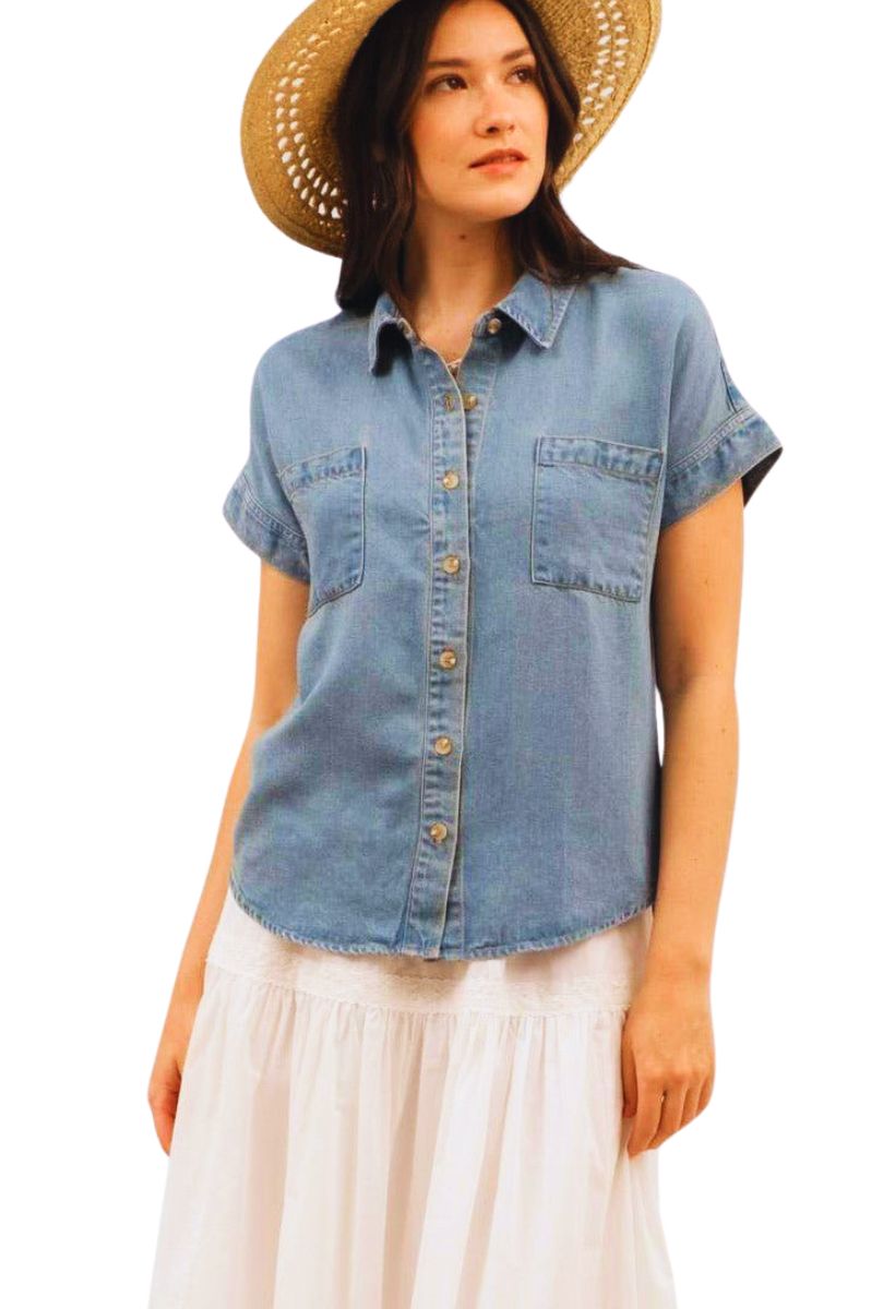 GEORGIA BUTTON DOWN DENIM TOP