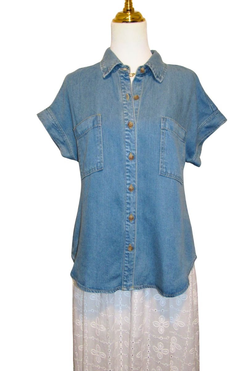 GEORGIA BUTTON DOWN DENIM TOP