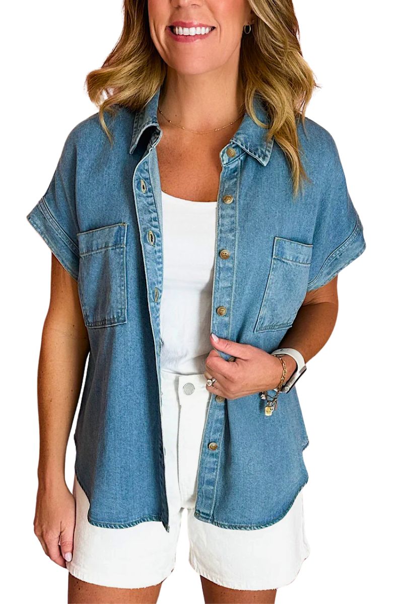 GEORGIA BUTTON DOWN DENIM TOP