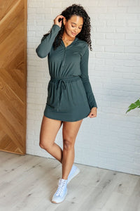 Getting Out Long Sleeve Hoodie Romper in Smoked Spruce - Minnie's Treasure Boutique