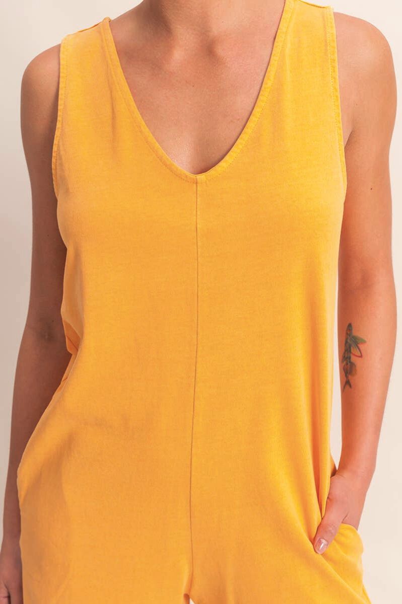 Golden Girl V - Neck Sleeveless Romper
