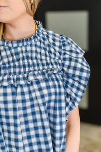 Golden hour Flutter Sleeve Blouse in Blue - Minnie's Treasure Boutique