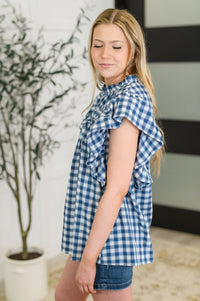 Golden hour Flutter Sleeve Blouse in Blue - Minnie's Treasure Boutique