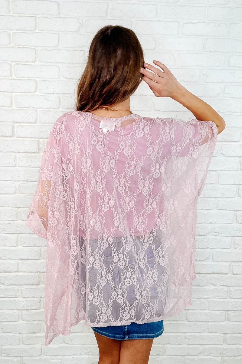 Good Days Ahead Lace Kimono In Mauve