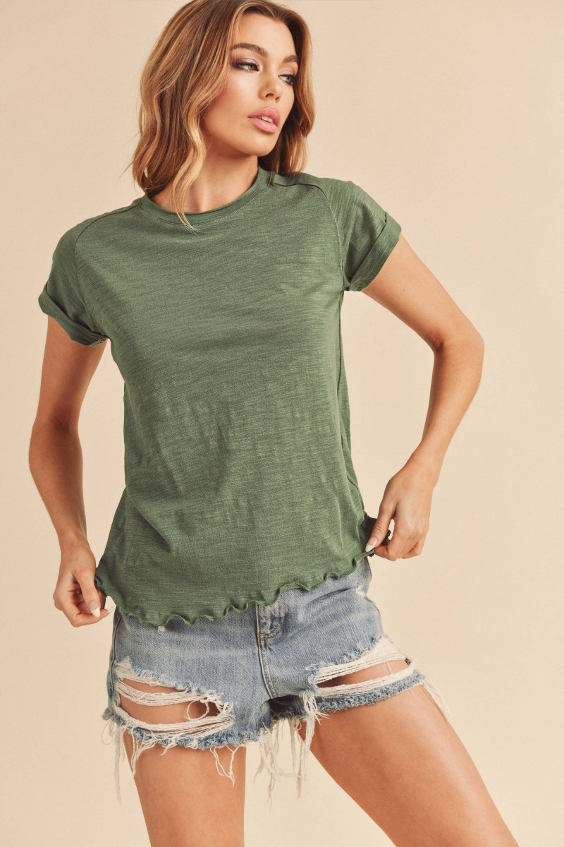 Gwen Baby Tee In Bamboo Green