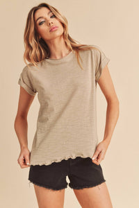 Gwen Cap Sleeve Tee In Oat