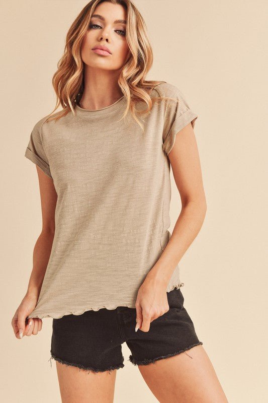 Gwen Short Sleeve Tee Lettuce Edge T-Shirt - Minnie's Treasure Boutique