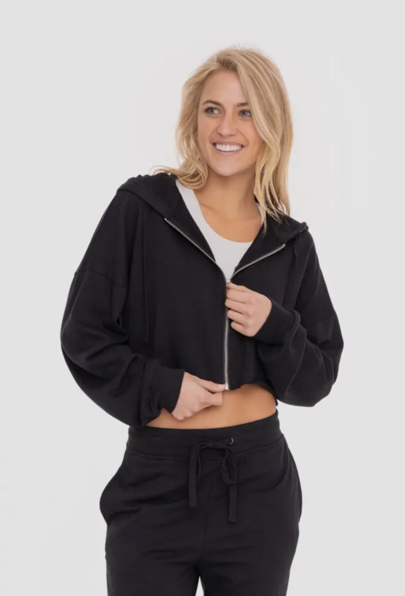 Handle That Crop Hoodie Zip Up Jacket - Minnie's Treasure Boutique