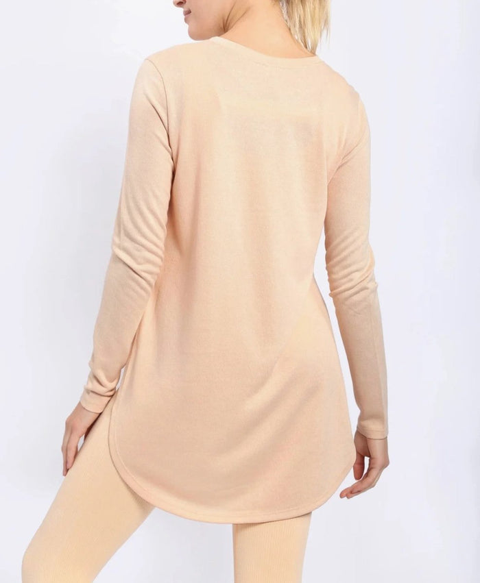 Harmony Long Sleeve Flowy Top With Side Slit