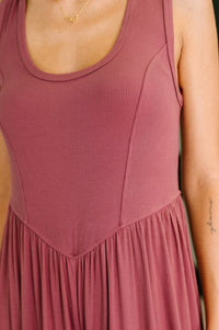 Head to Toe Gathered Wide Leg Jumpsuit in Mauve