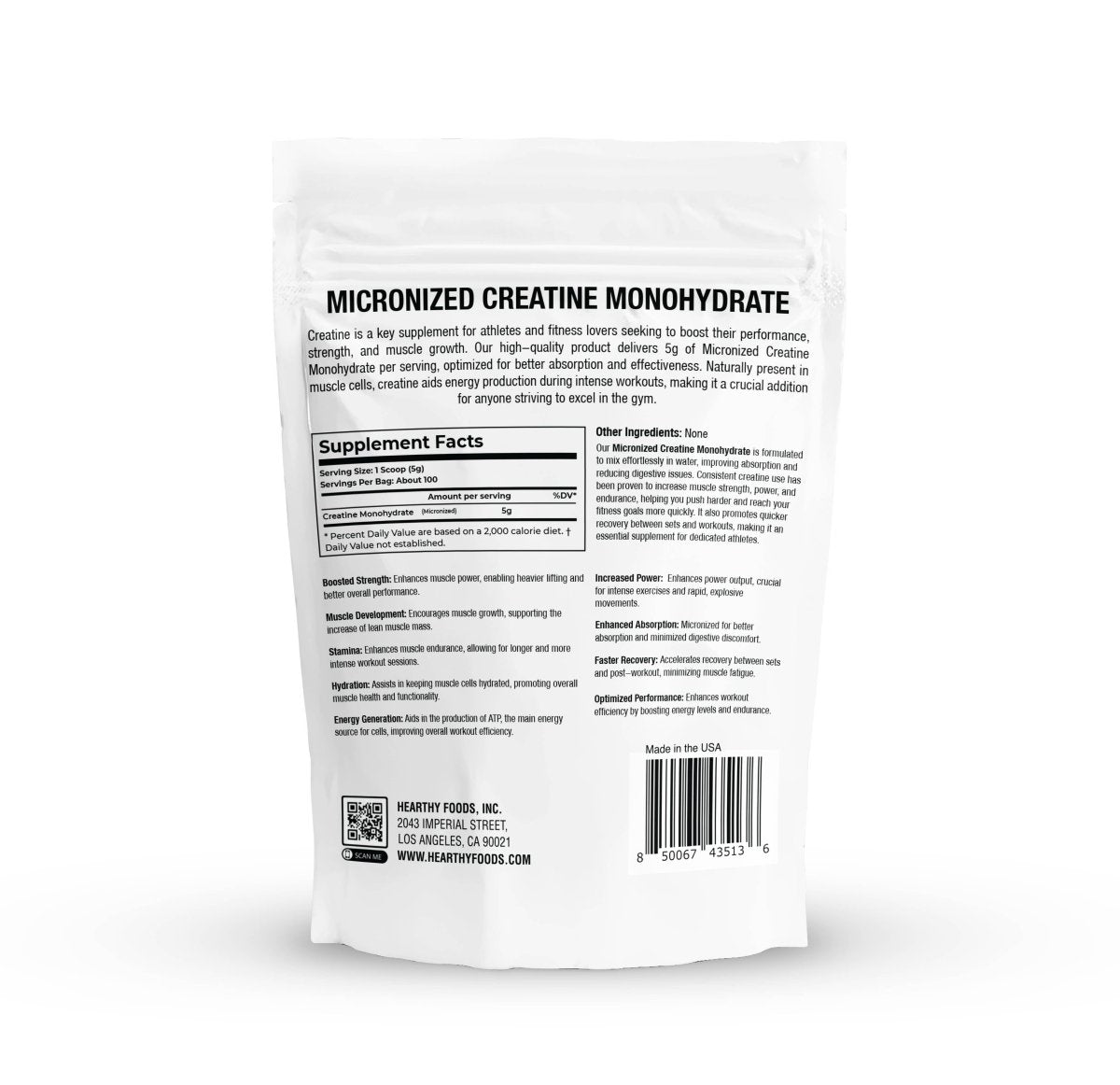 Hearthy Foods - Creatine Monohydrate