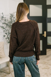 Henley Brushed Pullover in Dark Brown