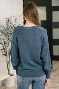 Henley Brushed Pullover in Dusty Blue