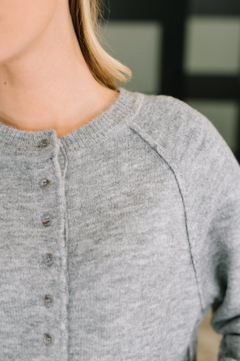 Henley Brushed Pullover in Grey