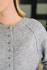 Henley Brushed Pullover in Grey