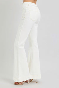 High Rise Front Patch Pocket Flare Jeans