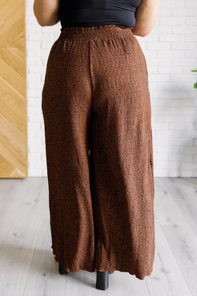 High Rise Wide Leg Pants in Brown