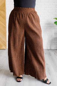 High Rise Wide Leg Pants in Brown