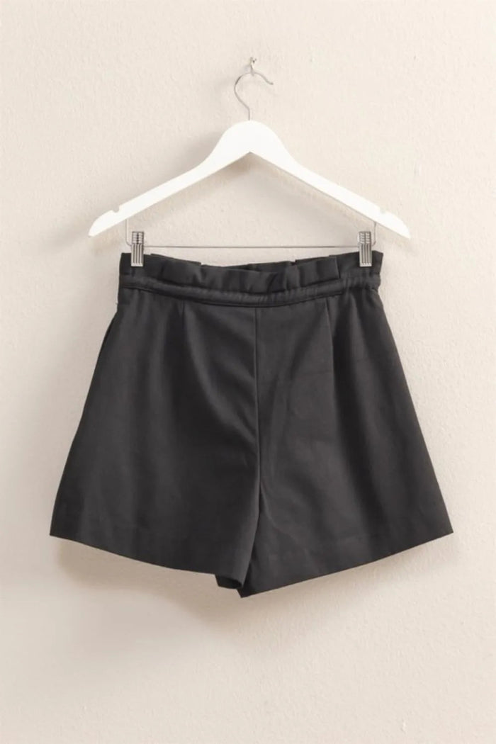 High - Waisted Washed Twill Paperbag Shorts - Minnie's Treasure Boutique