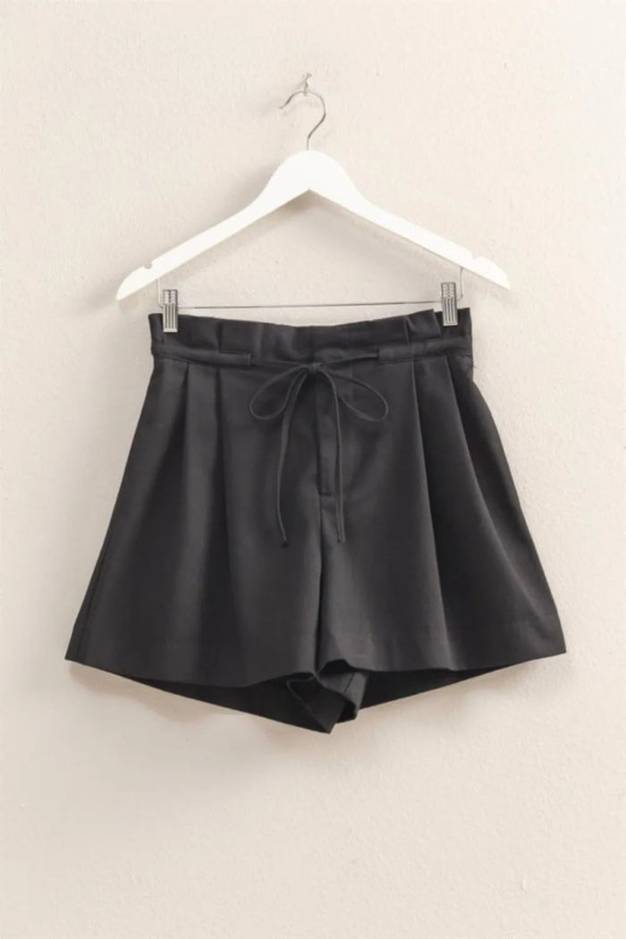 High - Waisted Washed Twill Paperbag Shorts - Minnie's Treasure Boutique