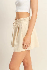 High - Waisted Washed Twill Paperbag Shorts - Minnie's Treasure Boutique
