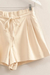 High - Waisted Washed Twill Paperbag Shorts - Minnie's Treasure Boutique