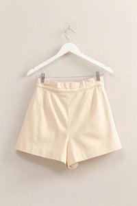 High - Waisted Washed Twill Paperbag Shorts - Minnie's Treasure Boutique