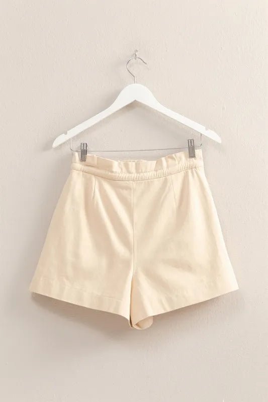 High - Waisted Washed Twill Paperbag Shorts - Minnie's Treasure Boutique