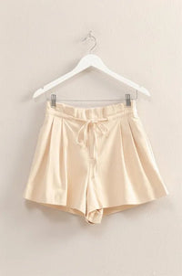 High - Waisted Washed Twill Paperbag Shorts - Minnie's Treasure Boutique
