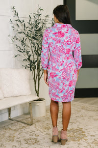 Inspire Collared Dress in Pink Paisley