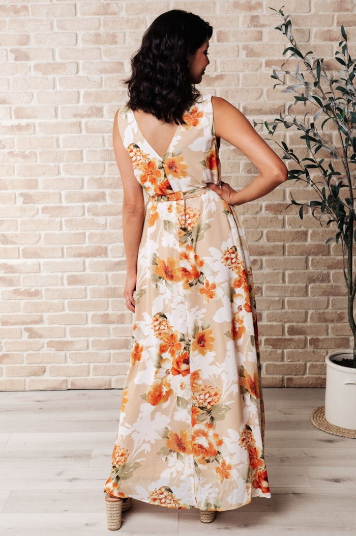 It's All Sunshine V - Neck Floral Dress in Orange