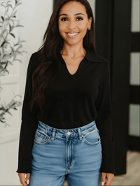 Jade Front Slit Collared Sweater