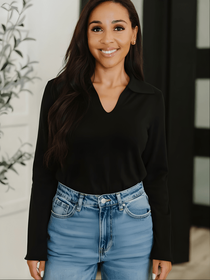 Jade Front Slit Collared Sweater