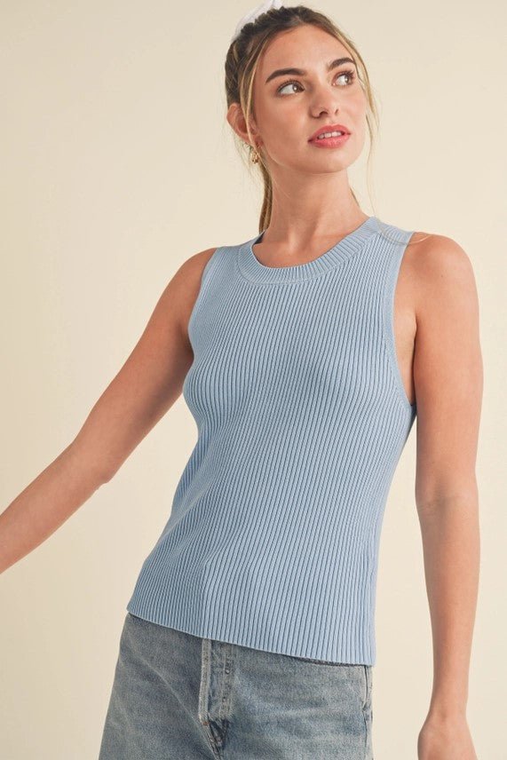 Jaiden Knit Tank Sky Blue