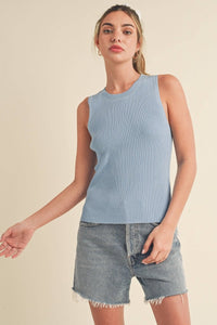 Jaiden Knit Tank Sky Blue