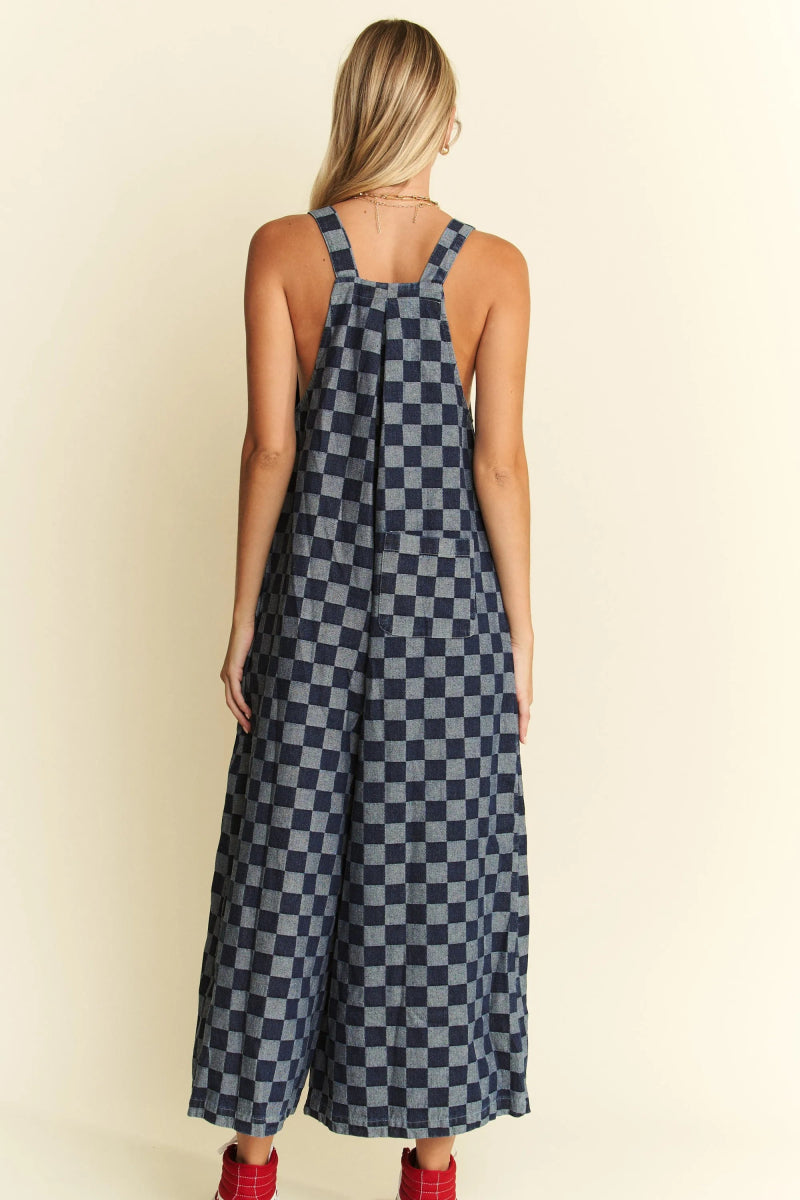 Jane Denim Checkered Jumpsuit - Minnie's Treasure Boutique