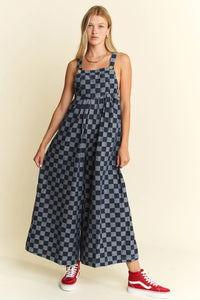 Jane Denim Checkered Jumpsuit - Minnie's Treasure Boutique