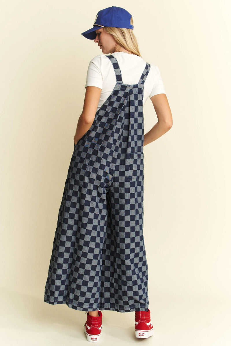 Jane Denim Checkered Jumpsuit - Minnie's Treasure Boutique