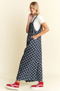 Jane Denim Checkered Jumpsuit - Minnie's Treasure Boutique