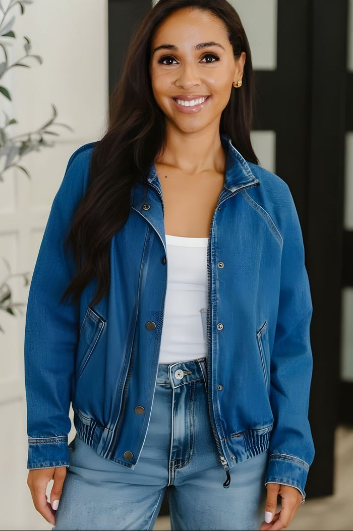 Josephine Denim Bomber Jacket