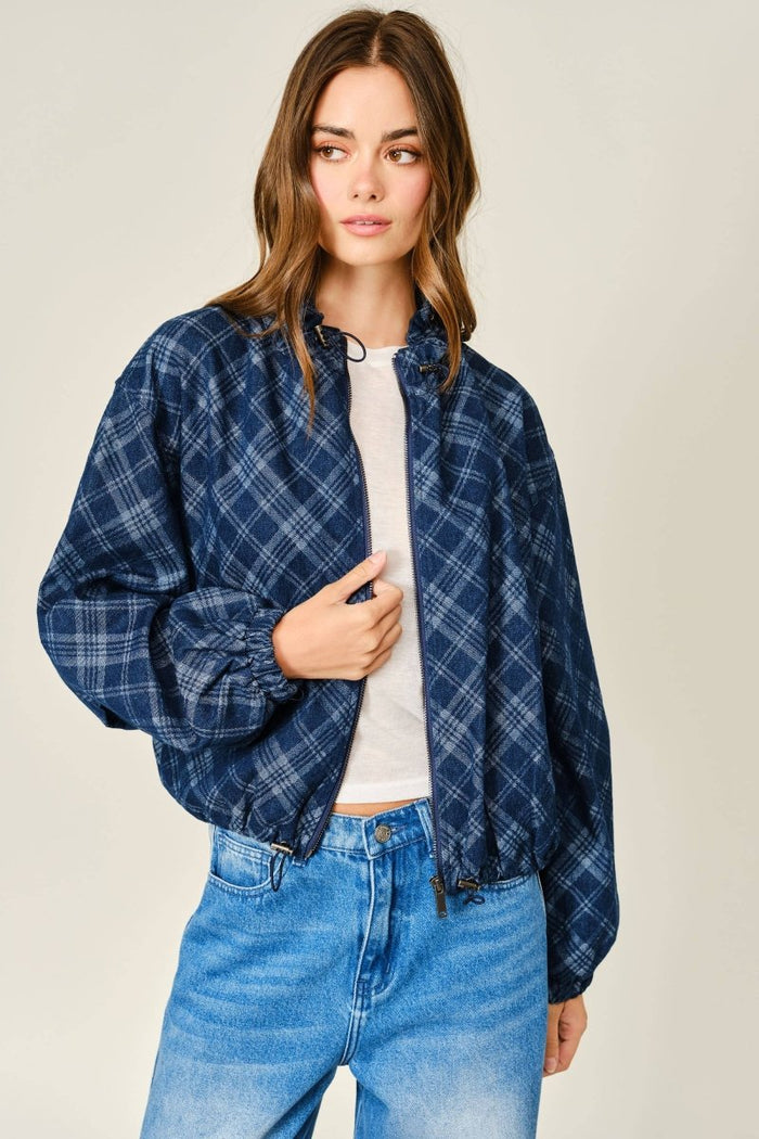 Jovi Blue Plaid Denim Jacket