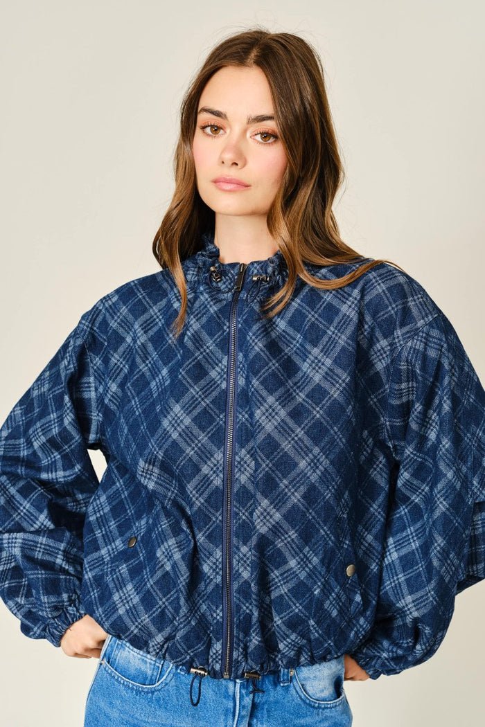 Jovi Blue Plaid Denim Jacket